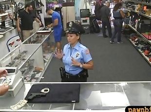 Massive boobs police officer fucking with pawnkeeper