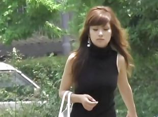 Gorgeous Asian babe in a flower dress got sharked video
