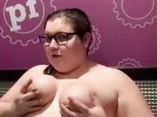 Fat amateur wrapped in white towel tits downblouse